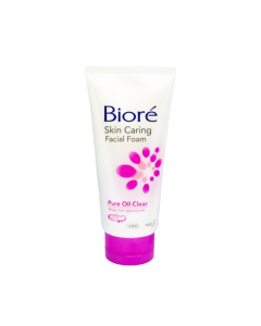 BIORE บิโอเร สกิน แคร์ริ่ง เฟเชี่ยล โฟม เพียว ออยล์ เคลียร์ 100 กรัม. Biore Skin Caring Facial Foam Pure Oil Clear 100 g.