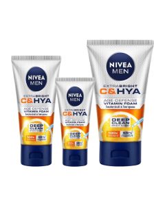 NIVEA นีเวีย เมน เอ็กซ์ตร้า ไบรท์ ซีแอนด์ไฮยา เอจ ดีเฟนซ์ วิตามิน วอช NIVEA MEN EXTRA BRIGHT C&HYA AGE DEFENSE VITAMIN WASH.(มีให้เลือก3ปริมาณ)