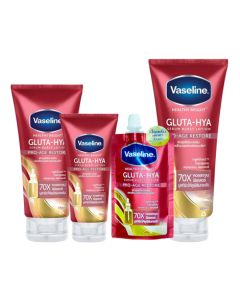 VASELINE วาสลีน เฮลธี้ ไบรท์ กลูต้า-ไฮยา โปร-เอจ รีสโตร์ VASELINE HEALTHY BRIGHT GLUTA-HYA PRO-AGE RESTORE.(มีให้เลือก4ปริมาณ)